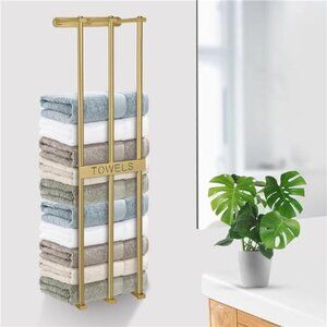 Towel Rack Wall Mounted, Gold Towel Rack for Bathroom, Bathroom Organizer